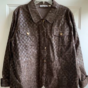 Chocolate brown over jacket with bronze buttons